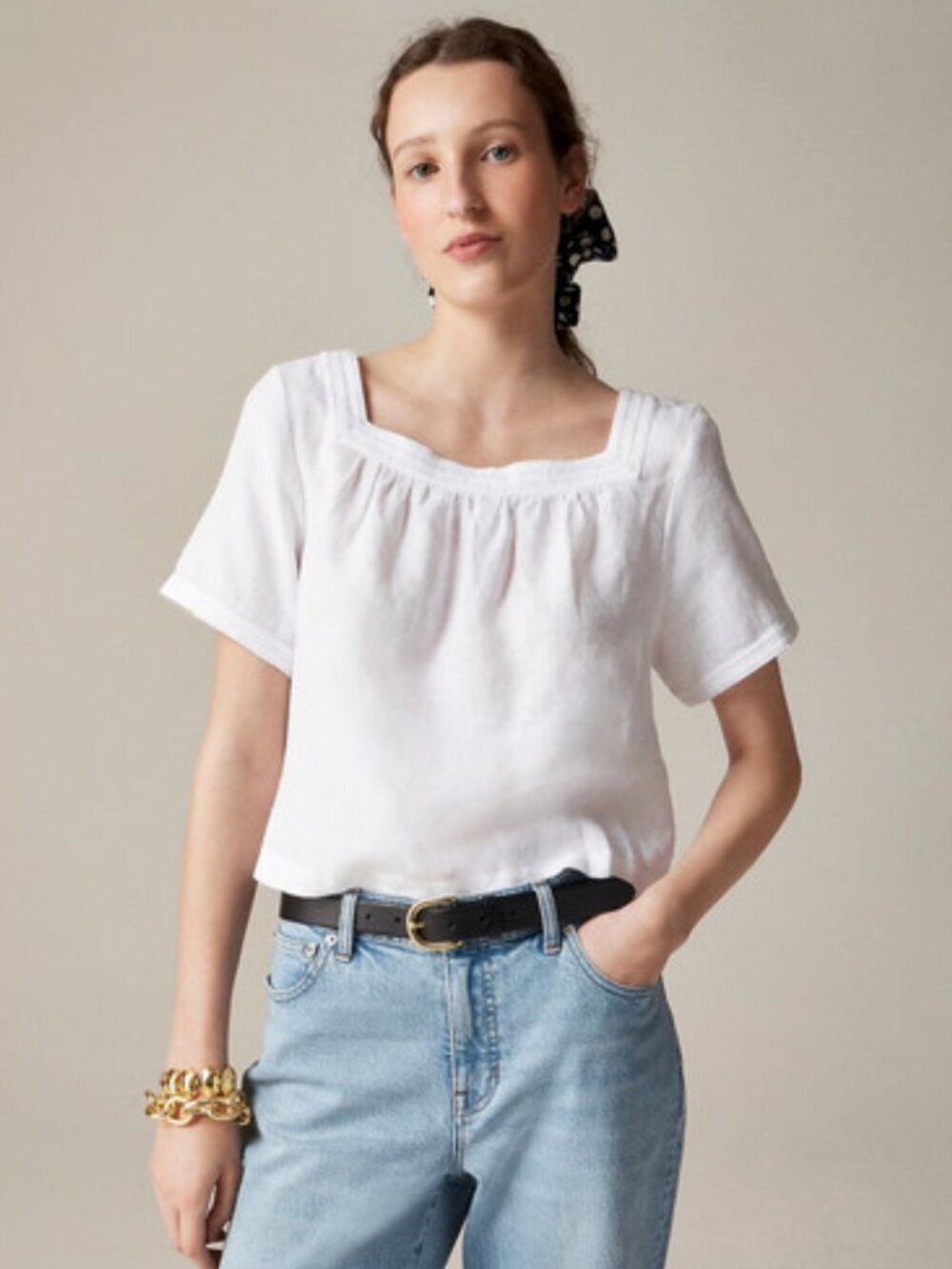 J Crew Sailor Squareneck Top in Linen